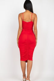 Cross Wrap Ruched Midi Dress - Spicy and Sexy