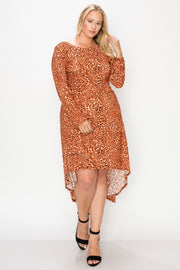 Cheetah Print Dress Featuring A Round Neck - Spicy and Sexy