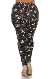 Plus Size Print, Full Length Leggings In A Fitted Style With A Banded High Waist - Spicy and Sexy
