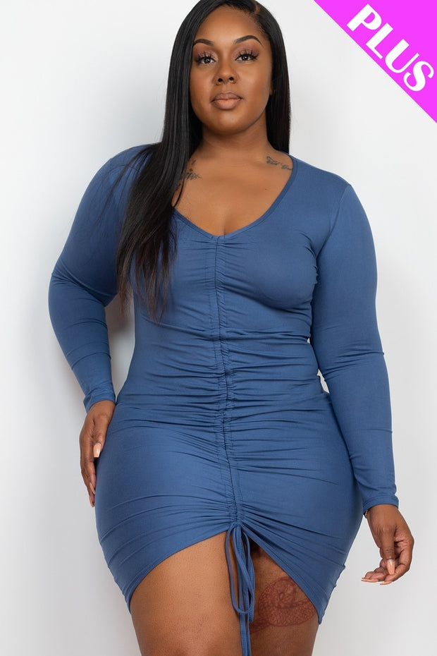 Plus Size Drawstring Ruched Front - Spicy and Sexy