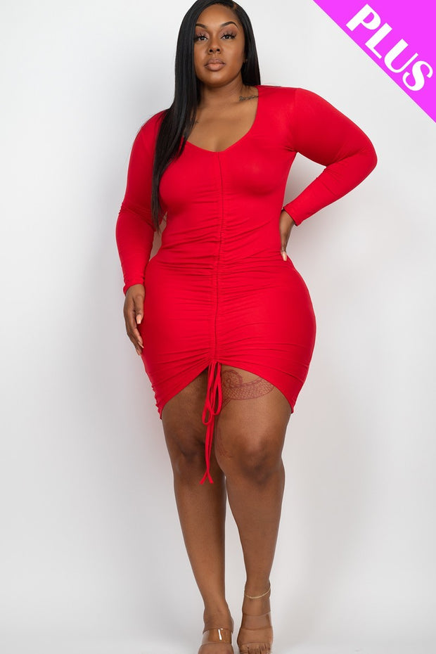 Plus Size Drawstring Ruched Front - Spicy and Sexy