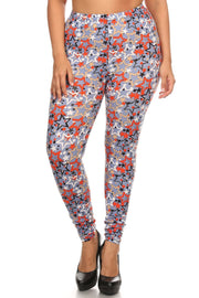 Plus Size Star Print, Full Length Leggings In A Slim Fitting Style With A Banded High Waist - Spicy and Sexy