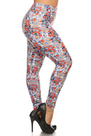 Plus Size Star Print, Full Length Leggings In A Slim Fitting Style With A Banded High Waist - Spicy and Sexy