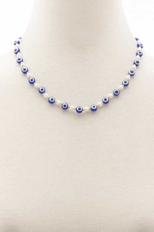 Evil Eye Pearl Bead Necklace - Spicy and Sexy