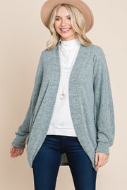 Two Tone Open Front Warm And Cozy Circle Cardigan With Side Pockets - Spicy and Sexy