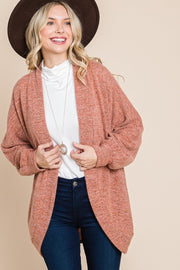 Two Tone Open Front Warm And Cozy Circle Cardigan With Side Pockets - Spicy and Sexy