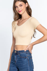 Cross Back Rib Seamless Crop Top - Spicy and Sexy