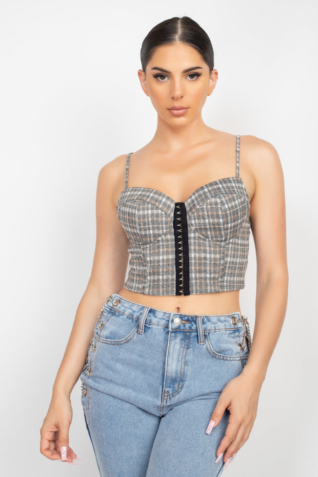 Plaid Hook & Eye Sweetheart Crop Top - Spicy and Sexy