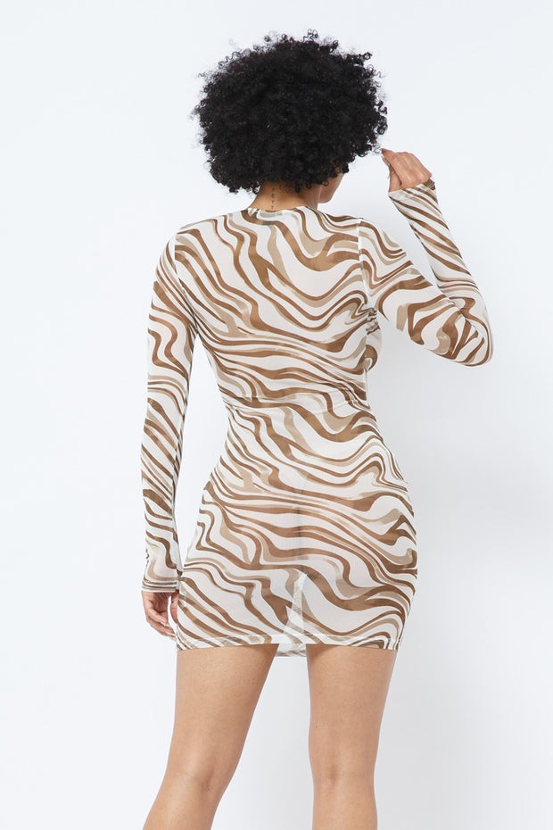 Printed Mesh Dress - Spicy and Sexy