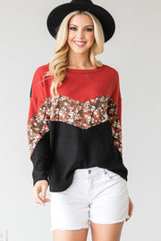 Unique Color-Block Long Sleeve Top - Spicy and Sexy