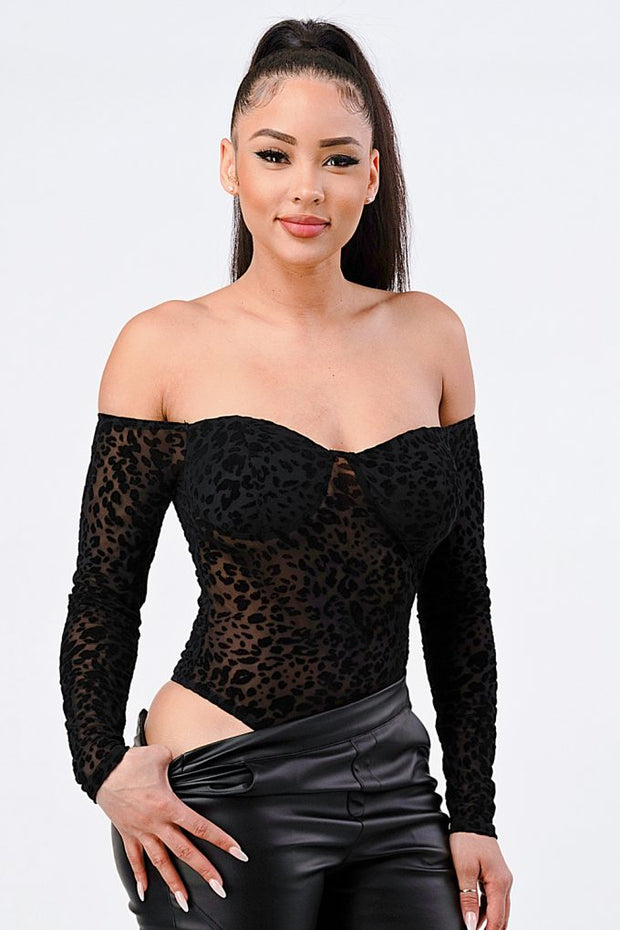 Leopard Print Off Shoulder Bodysuit - Spicy and Sexy