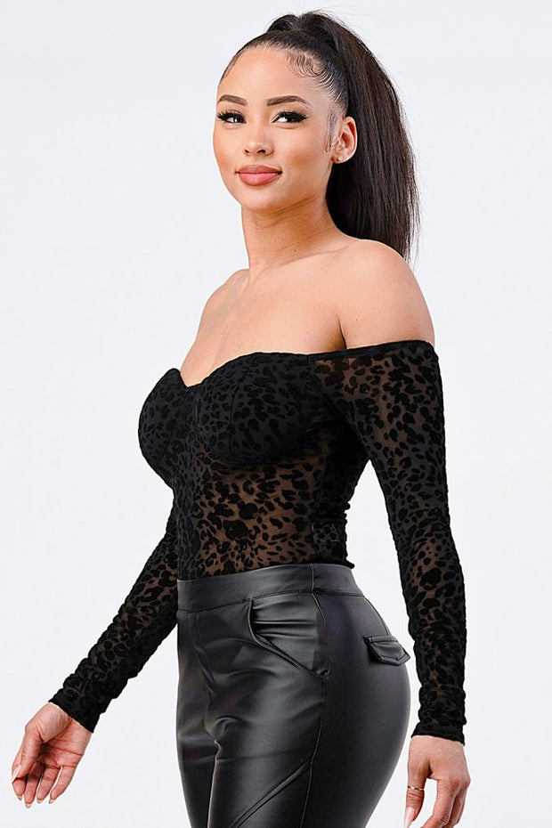 Leopard Print Off Shoulder Bodysuit - Spicy and Sexy