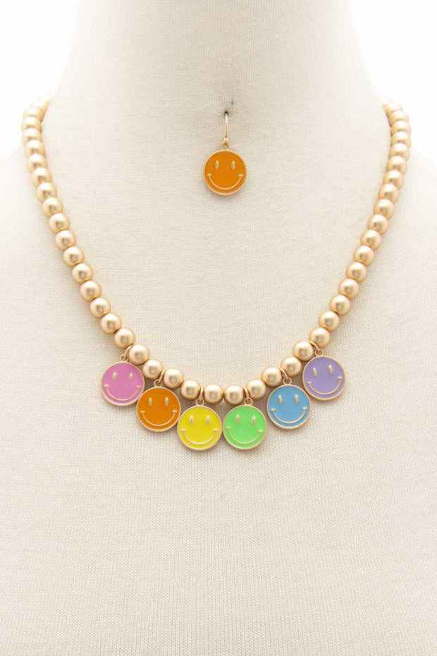 Colorful Happy Face Ball Bead Necklace - Spicy and Sexy