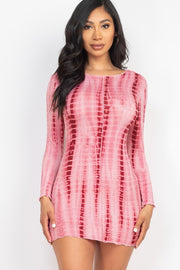 Tie-Dye Printed Lettuce Trim Bodycon Dress - Spicy and Sexy