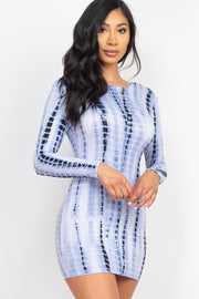 Tie-Dye Printed Lettuce Trim Bodycon Dress - Spicy and Sexy