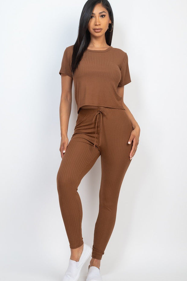 Short Sleeve Top & Leggings Set - Spicy and Sexy
