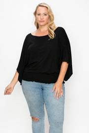 Solid Top Featuring Flattering Wide Sleeves - Spicy and Sexy