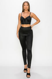 Embossed Snake Print Top And Leggings Set - Spicy and Sexy