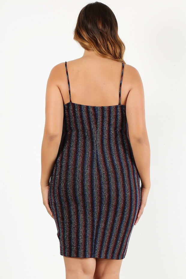 Plus Size Rainbow Striped Sleeveless Short Dress - Spicy and Sexy