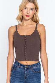 Front Closure With Hooks Sweater Cami Top - Spicy and Sexy