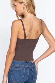 Front Closure With Hooks Sweater Cami Top - Spicy and Sexy