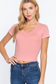 Short Sleeve V-Neck Crop Top - Spicy and Sexy