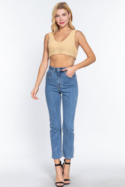 Textured Crop Sweater Tank Top - Spicy and Sexy