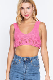 Textured Crop Sweater Tank Top - Spicy and Sexy