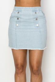 Button Frayed Denim Mini Skirt - Spicy and Sexy