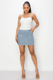 Button Frayed Denim Mini Skirt - Spicy and Sexy
