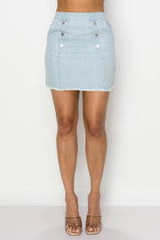 Button Frayed Denim Mini Skirt - Spicy and Sexy