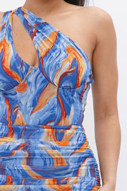 Printed One Shoulder Mini Dress - Spicy and Sexy