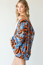 Stripes And Floral Print Lightweight Kimono - Spicy and Sexy
