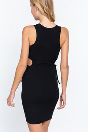 Sleeveless Round Neck Side Cut Out Detail Mini Dress - Spicy and Sexy