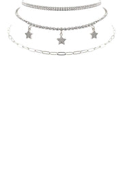 Rhinestone Star Charm 3 Layered Necklace - Spicy and Sexy