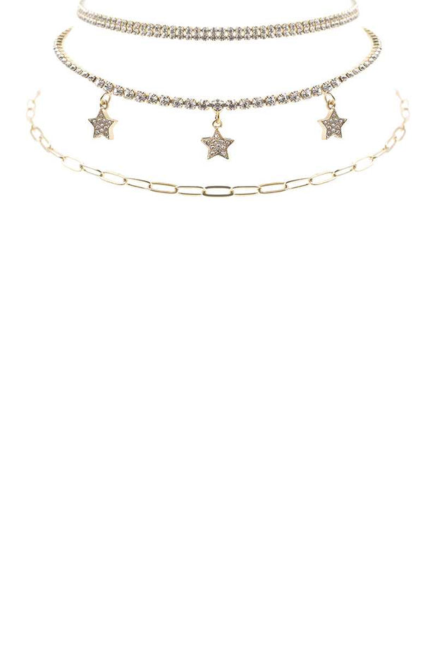 Rhinestone Star Charm 3 Layered Necklace - Spicy and Sexy