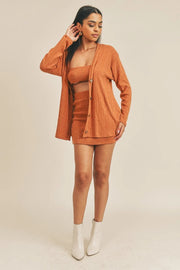 Cardigan Solid Color 3 Piece Set - Spicy and Sexy