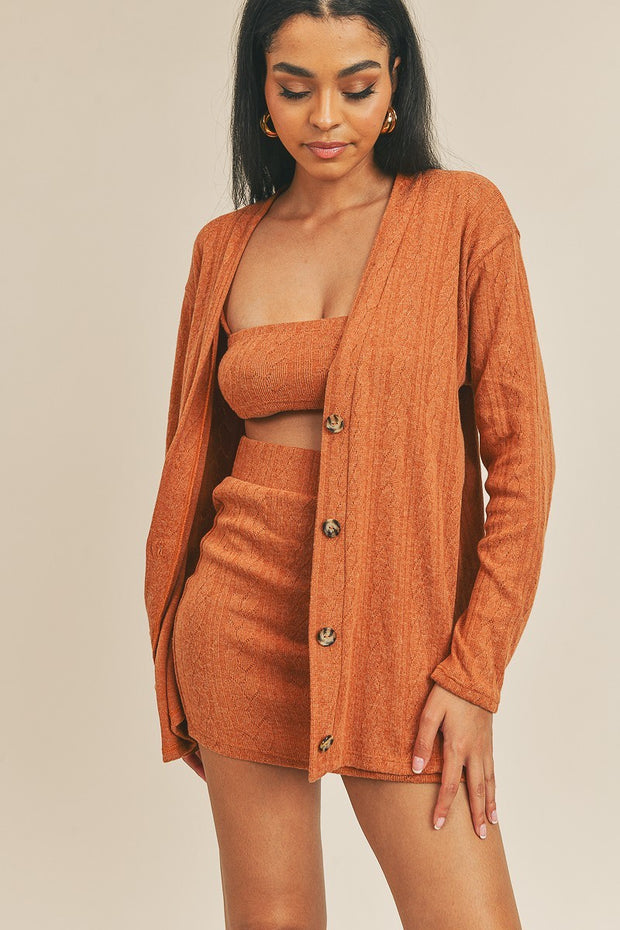 Cardigan Solid Color 3 Piece Set - Spicy and Sexy