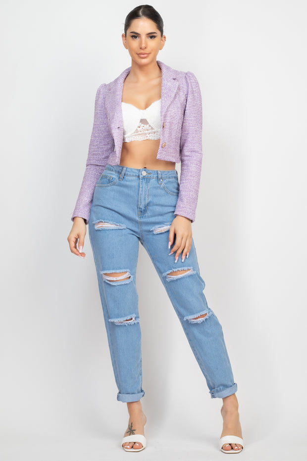 Rolled Hem Ripped Denim Jeans