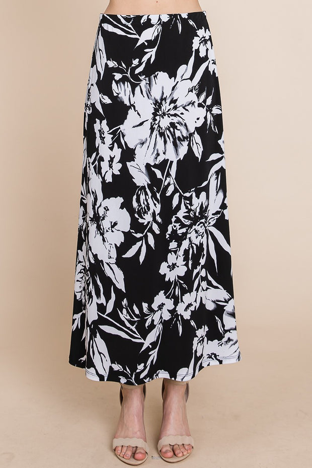 Floral Printed Maxi Skirt With Elastic Waistband - Spicy and Sexy