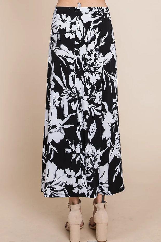 Floral Printed Maxi Skirt With Elastic Waistband - Spicy and Sexy