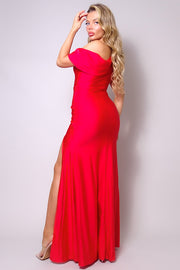 One Shoulder Draped Side Slit Maxi Dress - Spicy and Sexy