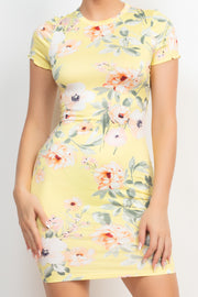 Short Sleeve Floral Bodycon Dress - Spicy and Sexy