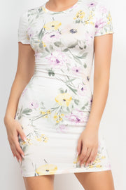 Short Sleeve Floral Bodycon Dress - Spicy and Sexy