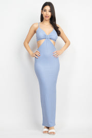 Cutout Back Slit V-neck Maxi Dress - Spicy and Sexy