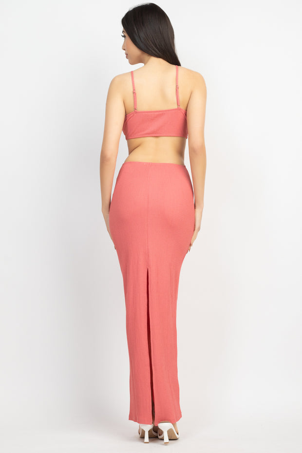 Cutout Back Slit V-neck Maxi Dress - Spicy and Sexy