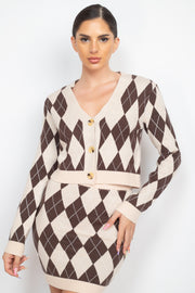 Diamond Button-front Cardigan Top