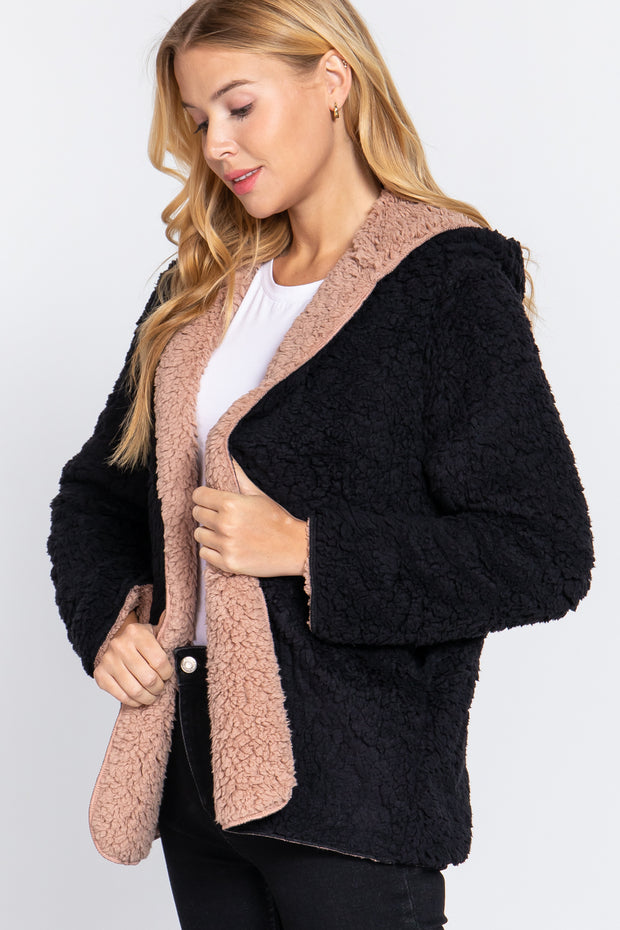 Hoodie Faux Fur Reversible Jacket