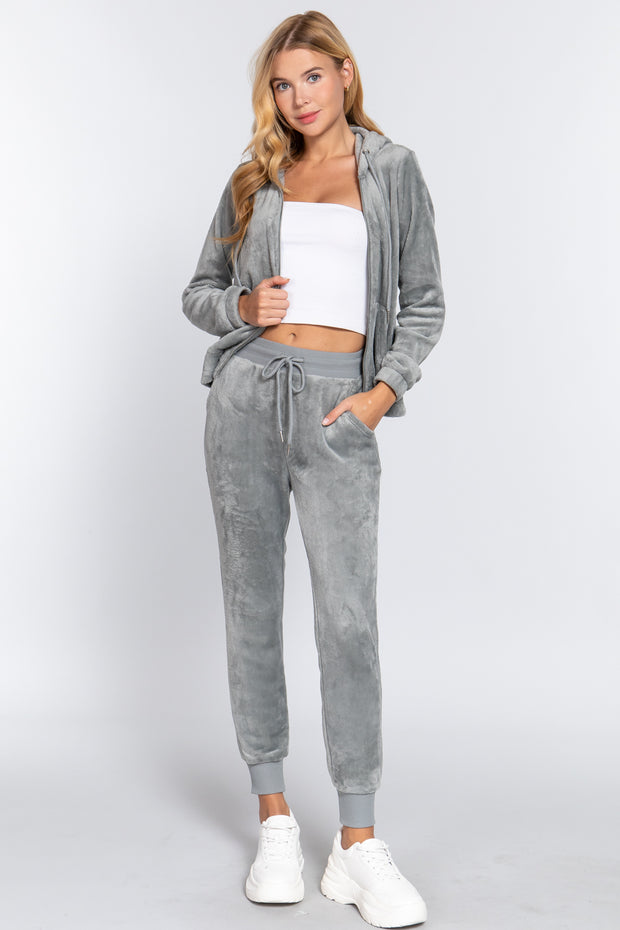 Faux Fur Jacket & Jogger Pants Set - Spicy and Sexy