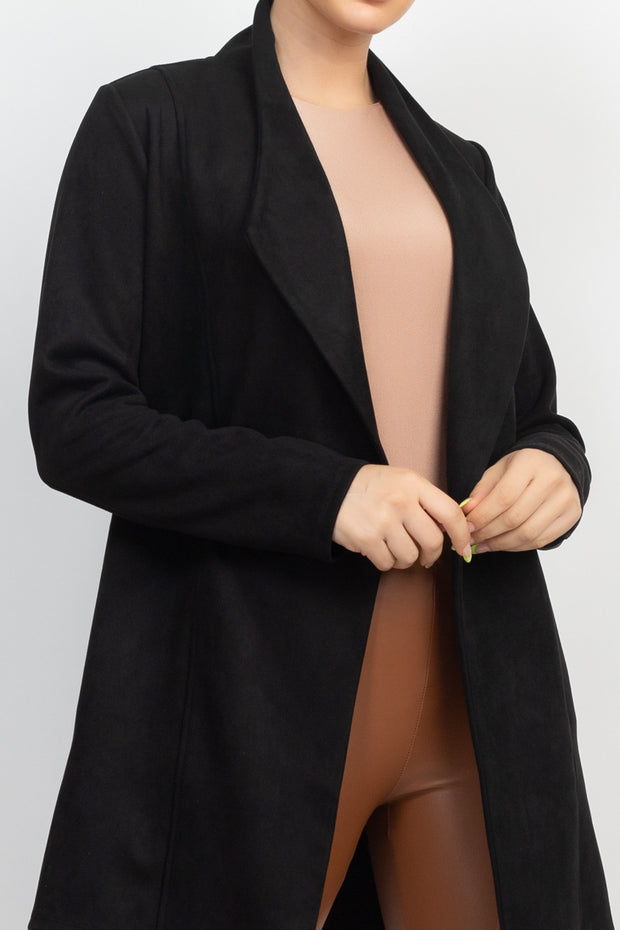 Open Front Suede Blazer - Spicy and Sexy